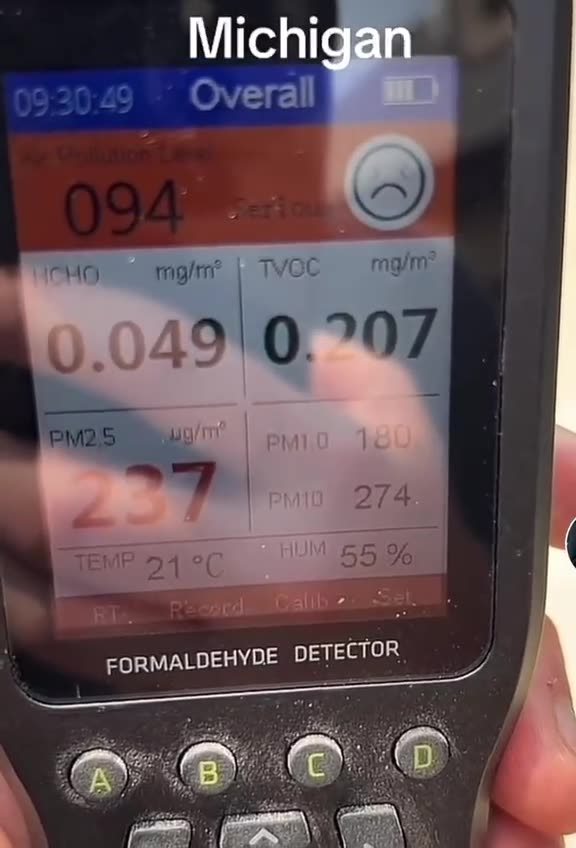 OSTRZEŻENIE: Ręczne detektory podobno wykazują wysokie poziomy formaldehydu w stanie