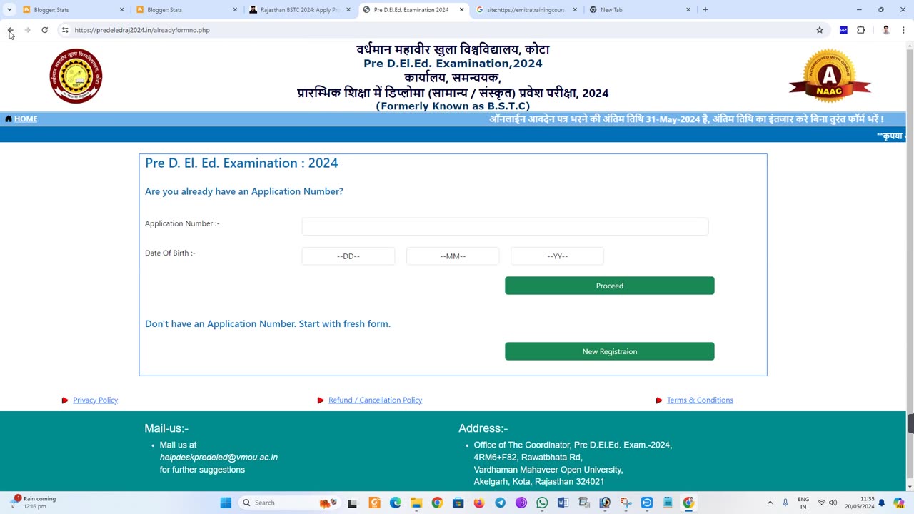 RAJASTHAN BSTC FORM 2024