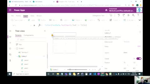 PowerApps filtering on SharePoint List - Delegation Warning - workaround