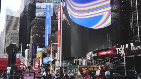 #ToreSays in Times square in 2019 with Laptop from Hell