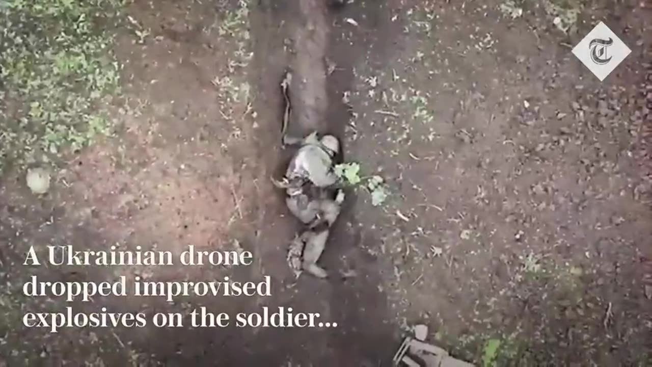 MOMENT RUSSIAN SOLDIER CATCHES AND THROWS AWAY UKRAINIAN 'DRONE BOMBS'