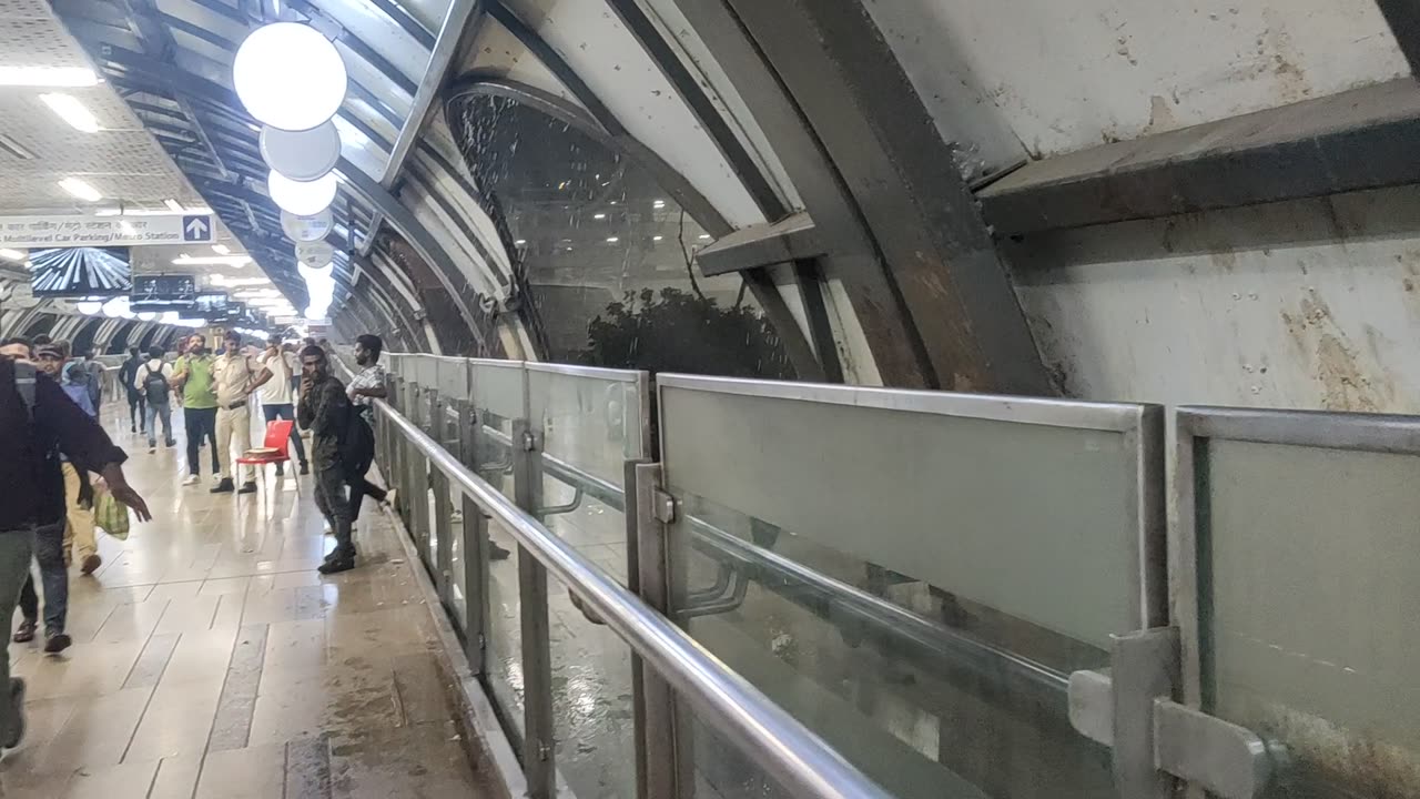 New Delhi railway station on raining season
