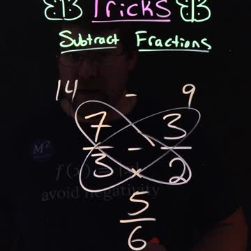 The Butterfly Method for Subtracting Fractions | 7/3-3/2 | Minute Math Tricks Part 145 #shorts
