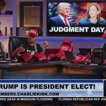 Charlie Kirk gives glory to God for the win