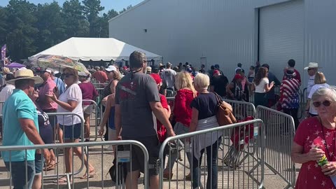 Thousands of people gather to see President Trump hours before his event!