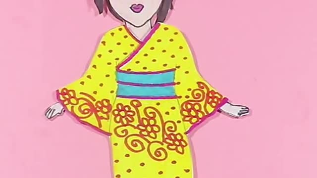 DIY Paper Doll Kimono Dressup | Paper Doll Kimono Dress - Japanese Kimono Doll Dressup