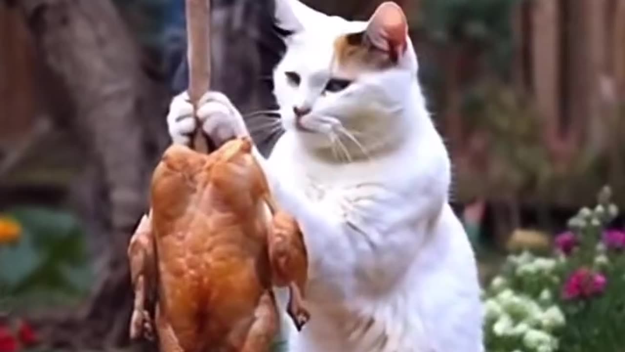 AI Cat Cooks Chicken Like a Human – Unbelievable Skills!"