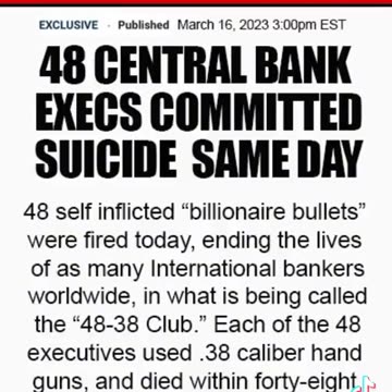 48 CENTRAL BANK EXECS COMMITTED SUICIDE SAME DAY ‼️ MEDIA SILENT 🤐