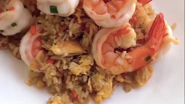 Very appetizing egg and shrimp fried rice