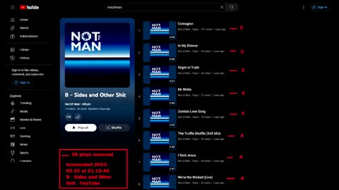 625 plays removed by youtube in 10 days data manipulation attack on not of man