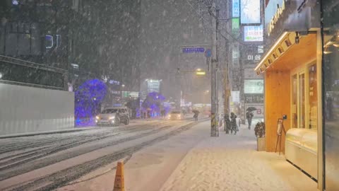 The flying snowflakes fell from the sky