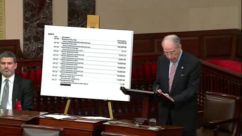 Sen. Grassley & Johnson Showcase Hunters Bank Records on Senate Floor.