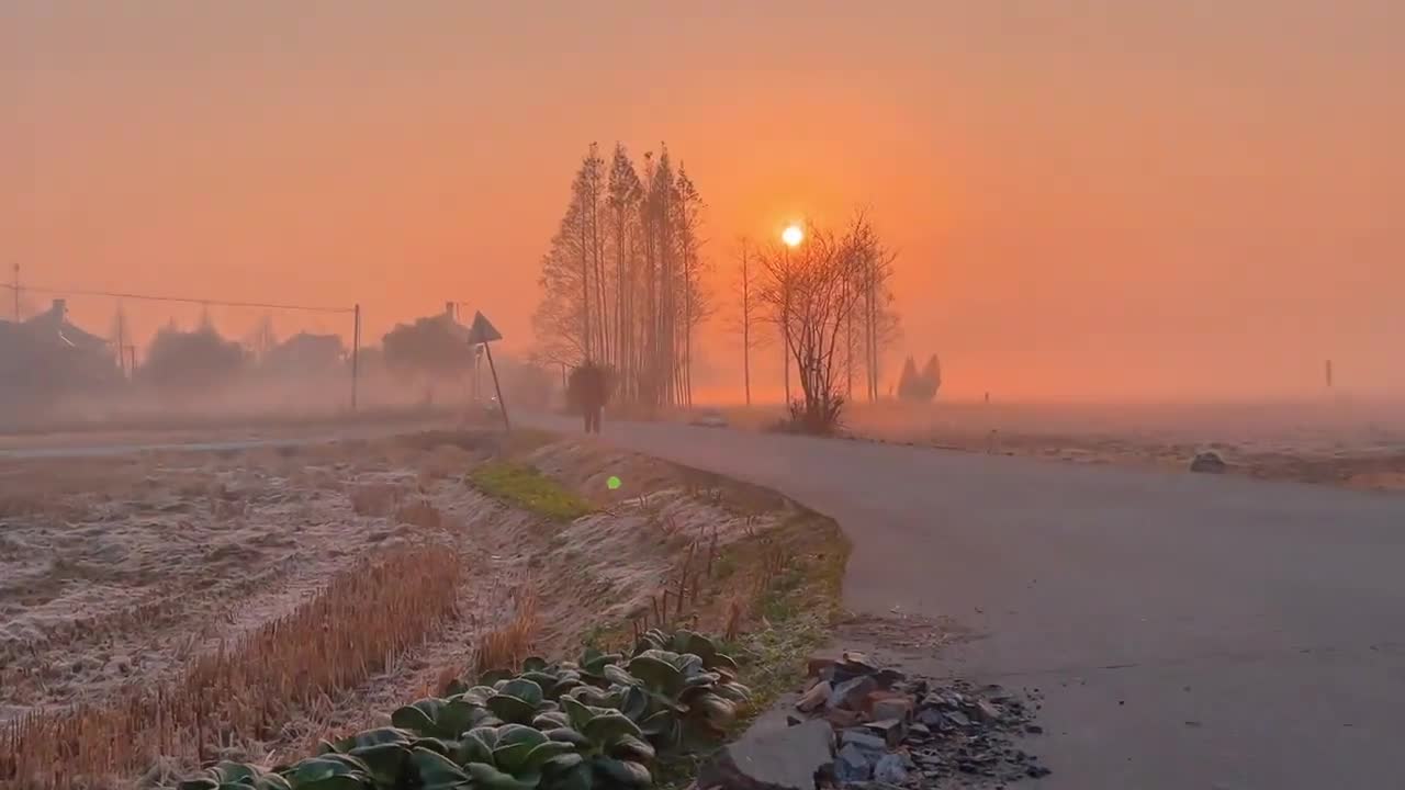 How charming the sunset looks in winter