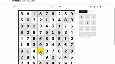 Sudoku 2023-06-14 easy