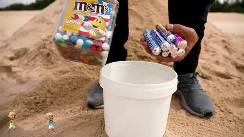 Giant Fanta bottles, Big Coca Cola,Monster, Pepsi, Mtn Dew vs Mentos in Underground