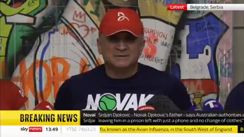 'He's not in detention, he's in prison'. Novak Djokovic's father, Srdjan,
