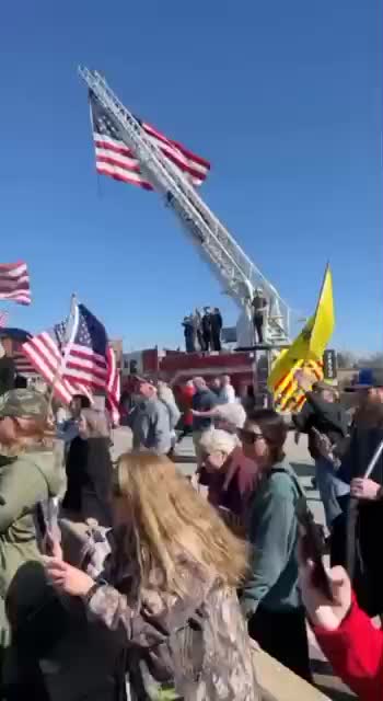 The People’s Convoy Makes Its Way Near Indianapolis as an Overpass of Supporters Welcomes Them