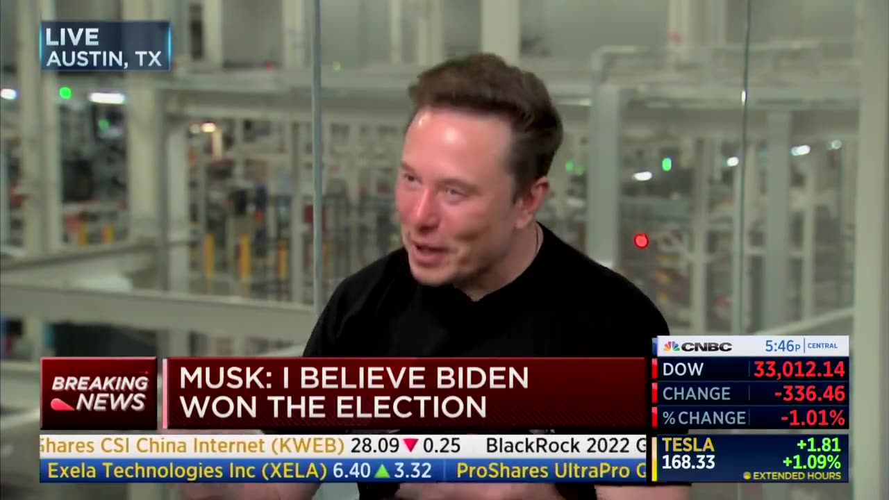 CNBC reporter asks Elon Musk if he regrets voting for Joe Biden