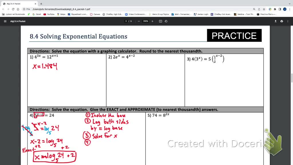 IM3 Alg 2 CC 8.4 Solving exponential equations