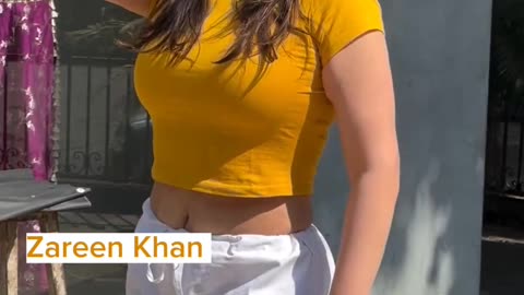 Stunning Zareen Khan in Yellow 💛 Focus on goal 🫣🙈🤤🥵