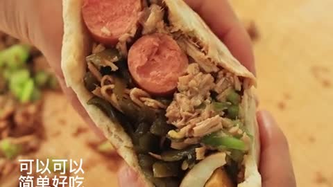 Make easy beef mincemeat chinese sandwich 🌮 dampifoods 06