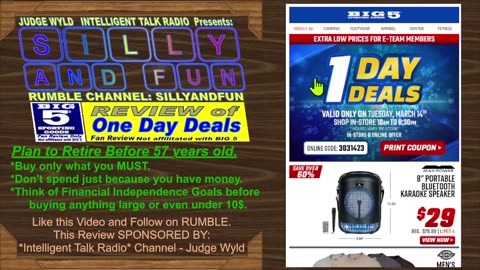 20230314 Tuesday BIG 5 Sporting REVIEW of One Day Deals Today by Fan of ODD Bargains Good Savings