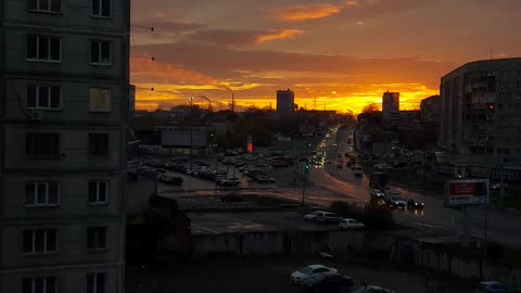 Beautiful sunset over the city.