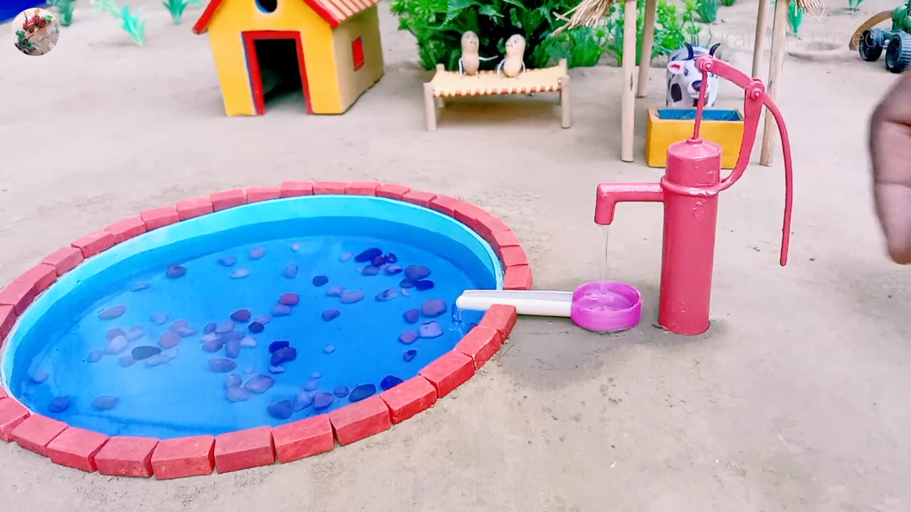 mini hand water pump science project by mini tractor how to make cow shed house (9)