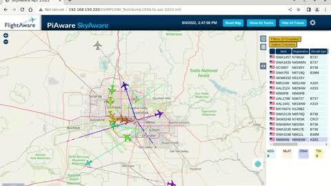 Sept 5th 2022 time lapsed phoenix air traffik with piaware and linux