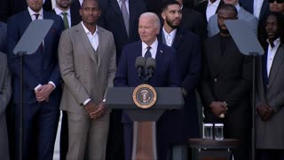 Joe Biden Appears to Forget the Name of Boston Celtics Who Stand Right Behind Him