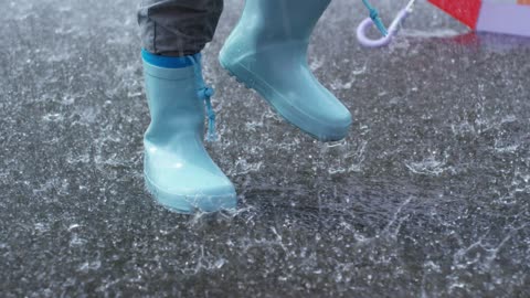 Water boots in the rain