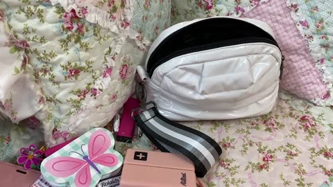 What's in my Think Royln Secret Stash Wristlet in White Patent