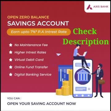 Axis Bank!axis bank account opening!earn money axis bank zero balance account opening online