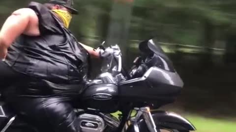 Big Fat Man on Motorcycle