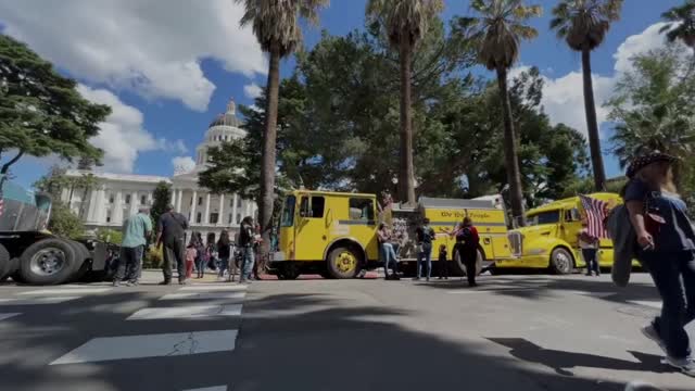 4-19-22 The People's Convoy Sacramento Rally Walk Through and Interviews