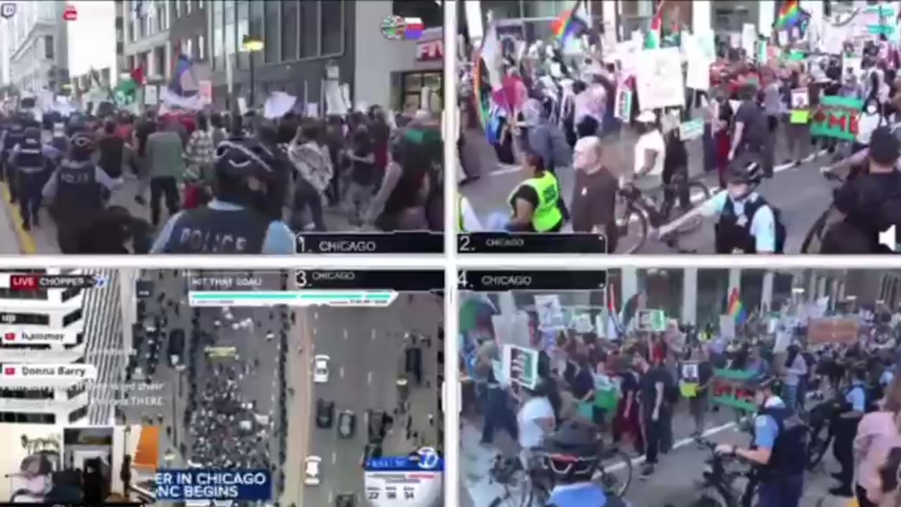 The protests have commenced at the DNC in Chicago