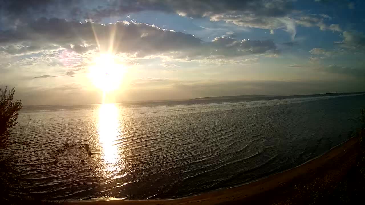 Beautiful sunset on the river bank