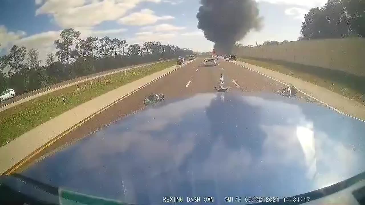 Trucker's dashcam captured moment private jet crashed on I-75 in Florida