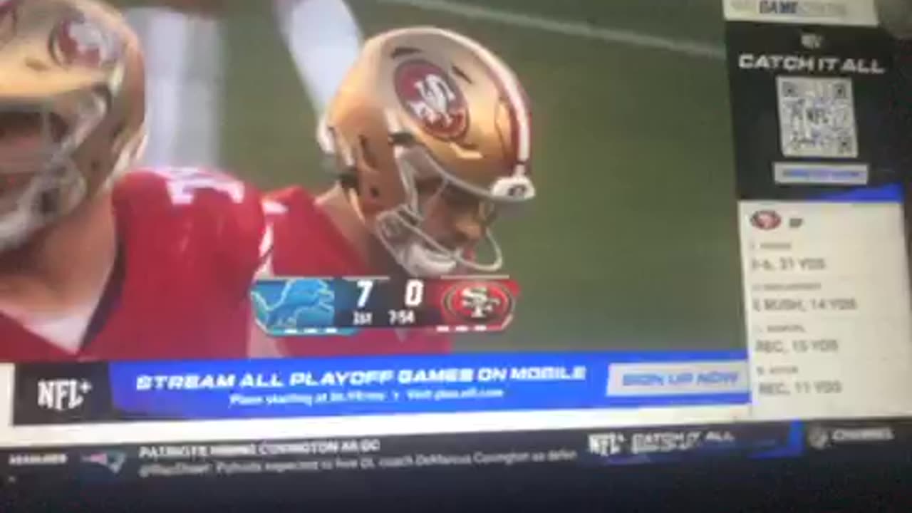 Detroit Lions 07 & San Francisco 49ers 00 time 07:06 pm