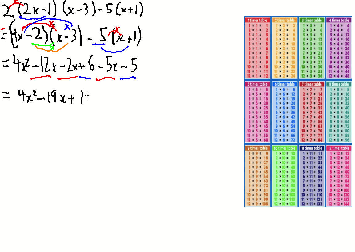 Answer to 2(2x-1)(x-3)-5(x+1)