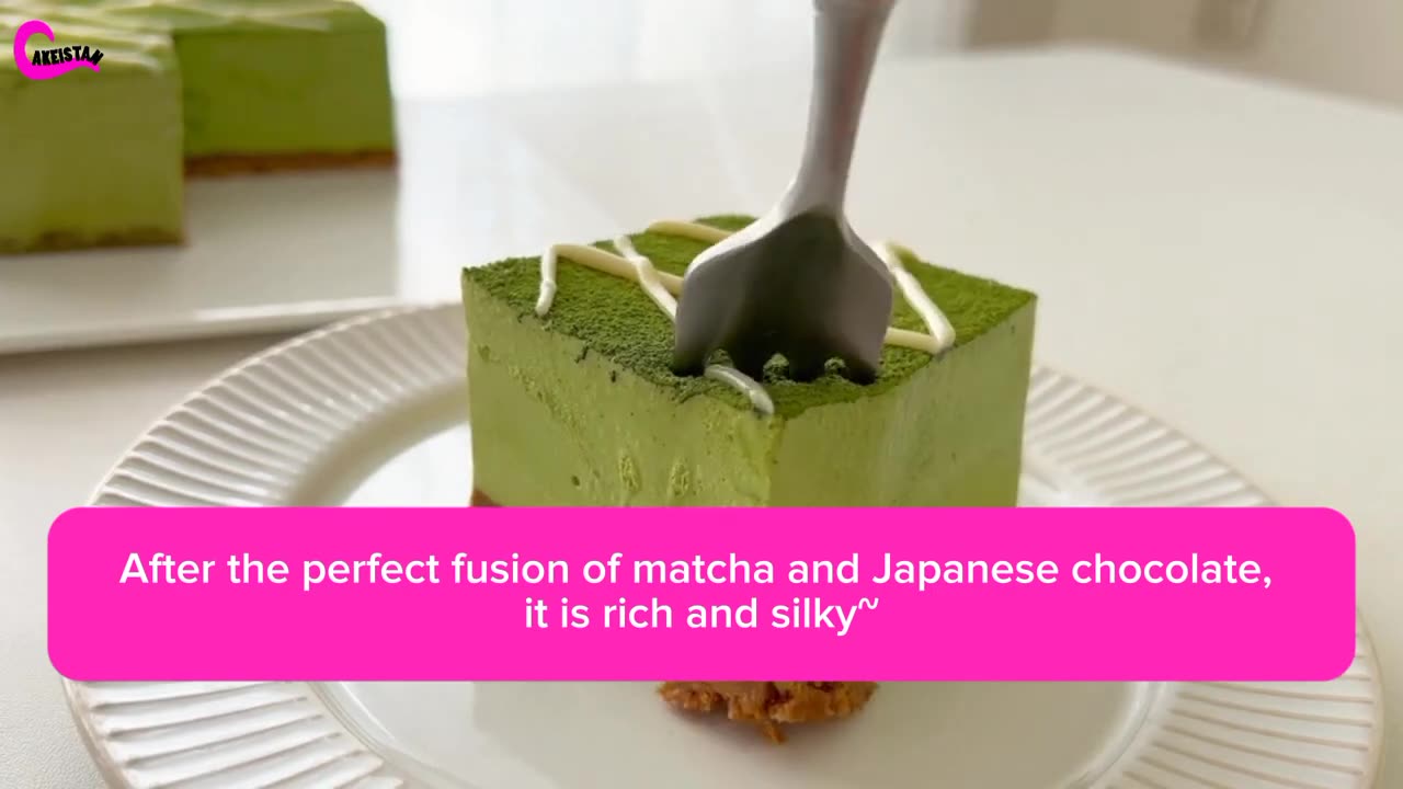 Matcha white chocolate mousse cake recipe | easy to make cake recipe