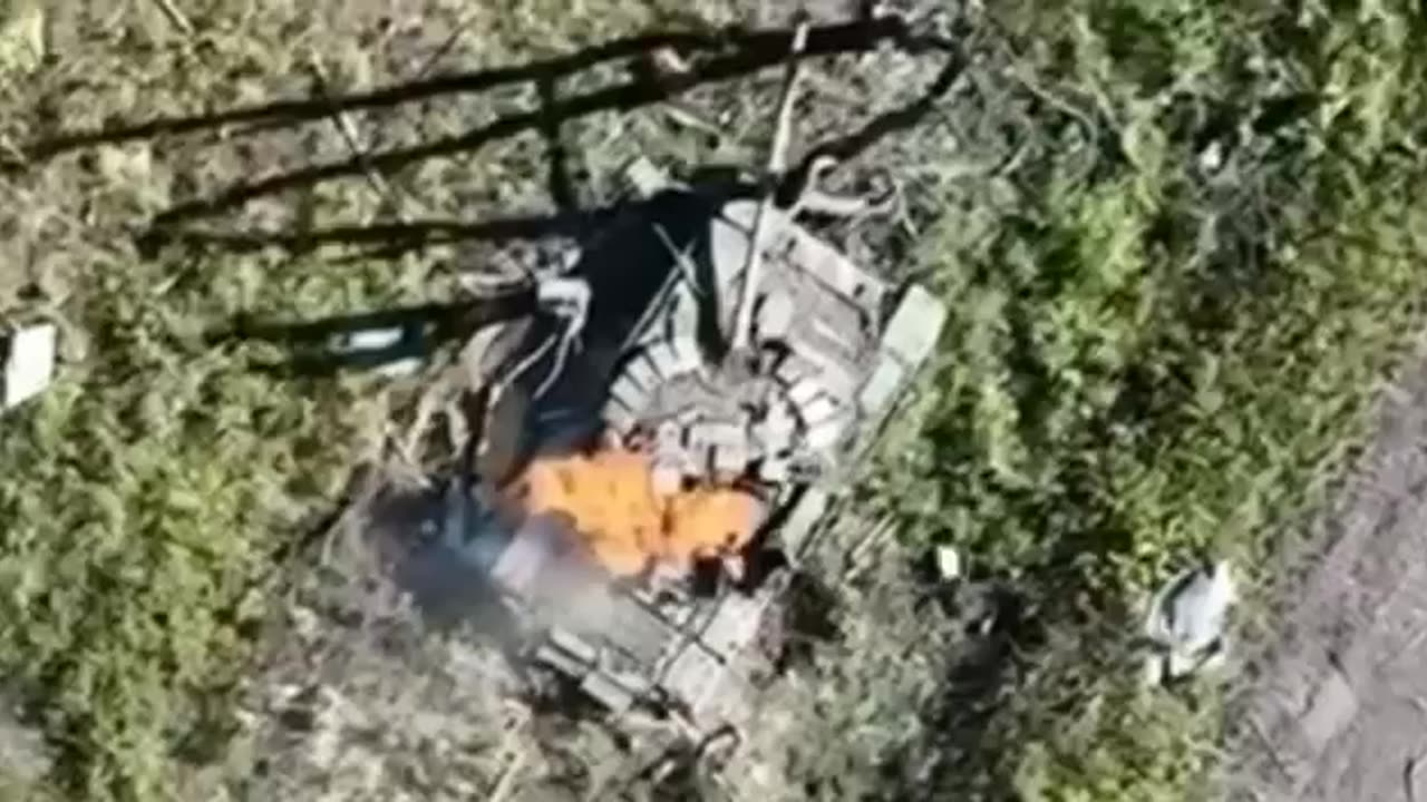 Russian Tank Flames Out After Perfect Drop into Open Hatch