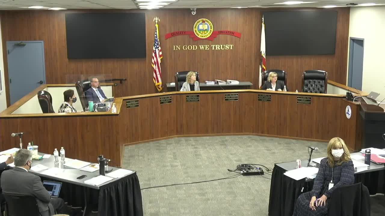 Beginning of Orange County Board of Education meeting