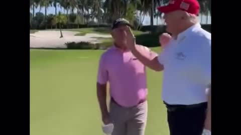 3/28/22 President Donald Trump makes a 180 yard hole in one