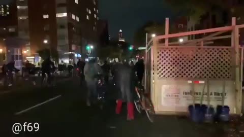 Car tries to get through police line in NYC