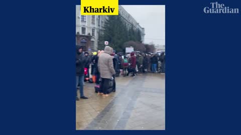 Ukraine_ people fleeing country gather at Kharkiv train station