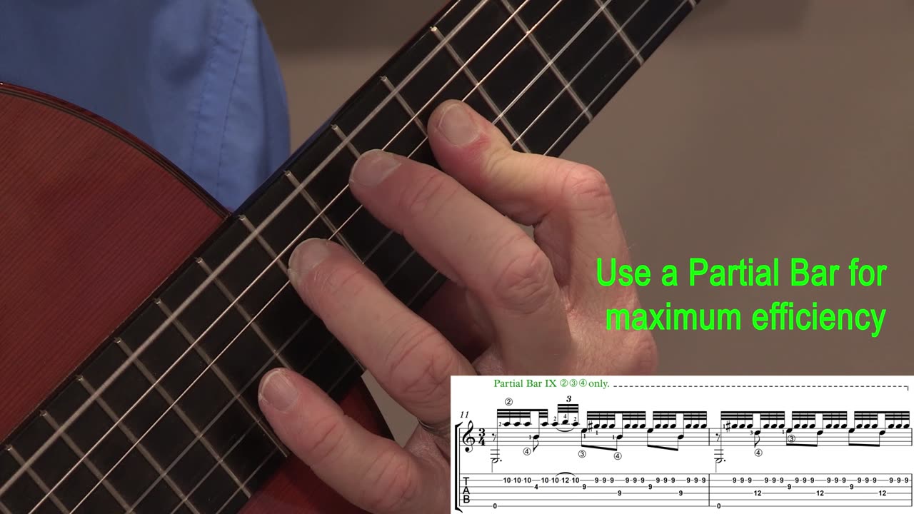 Tech Tip Relaxed Left-Hand Video #11: Efficient Partial Bar Recuerdos (Tarrega)