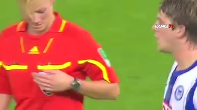 Amazing moment with female referee in football