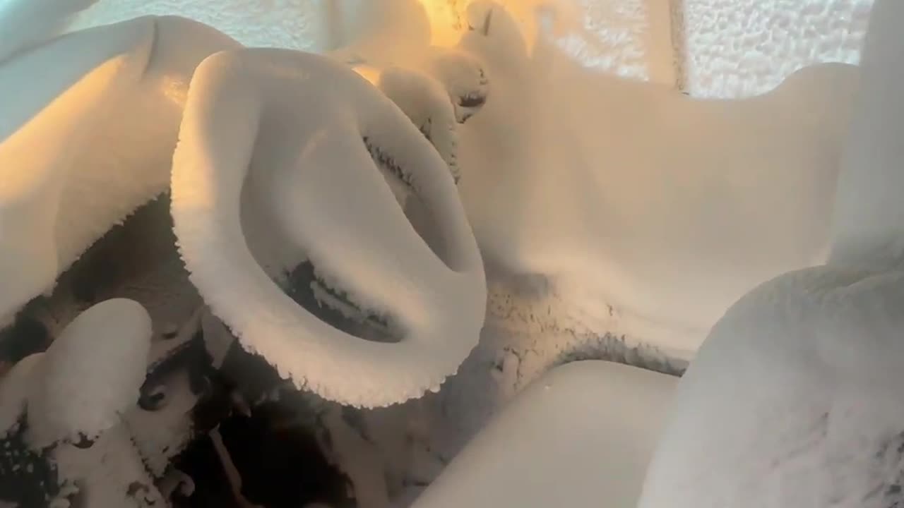 Bus Internally Covered by Snow after a Blizzard on Mine Site