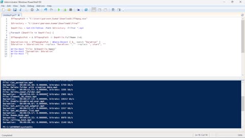 Display Duration of MP4 Files using PowerShell and FFmpeg
